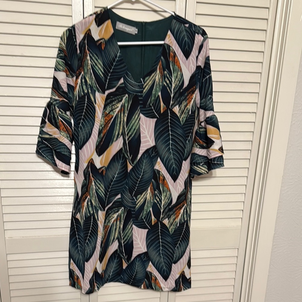 Leaf Print V-Neck Tunic